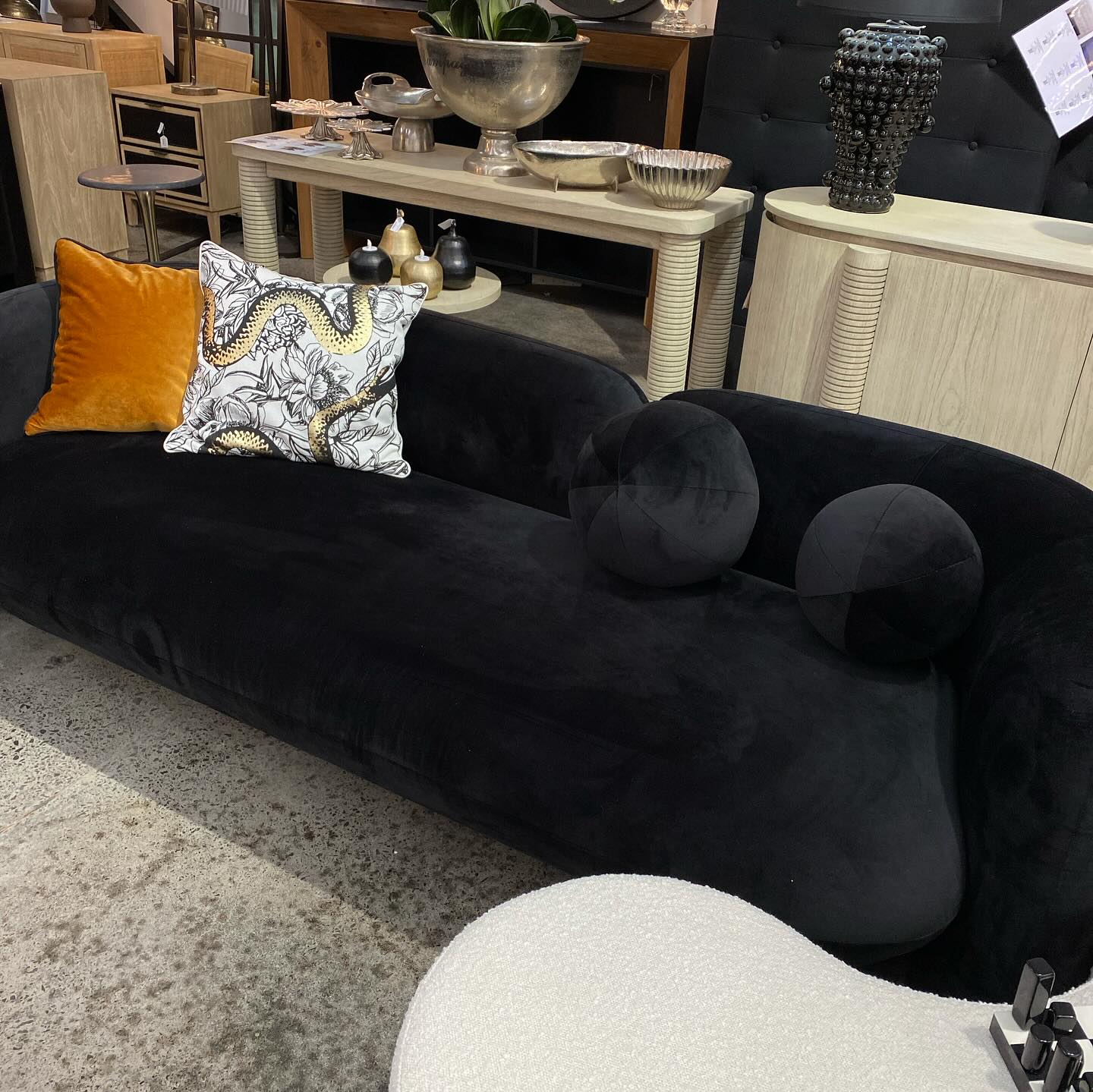 Seattle 3 Seat Sofa - Black Velvet