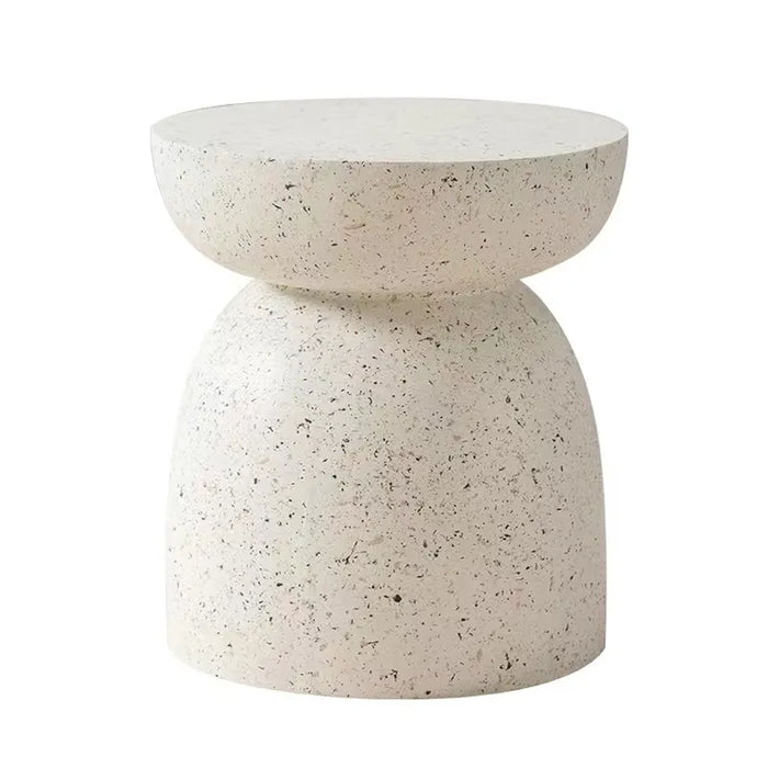 Pedestal Side Table - White Fleck