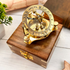 Brass Working Sundial Compass with Wooden Box