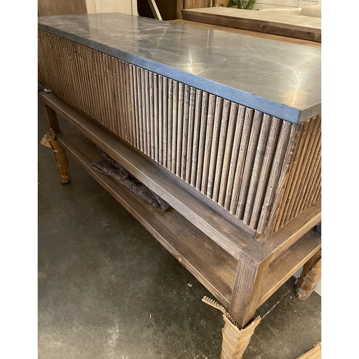 Console Table with 3 Drawers and Bluestone Top