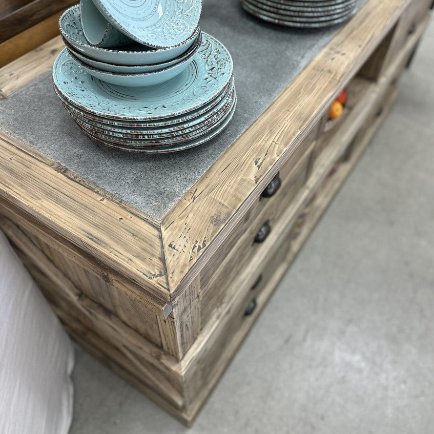 Kitchen Buffet Table with Zinc Top