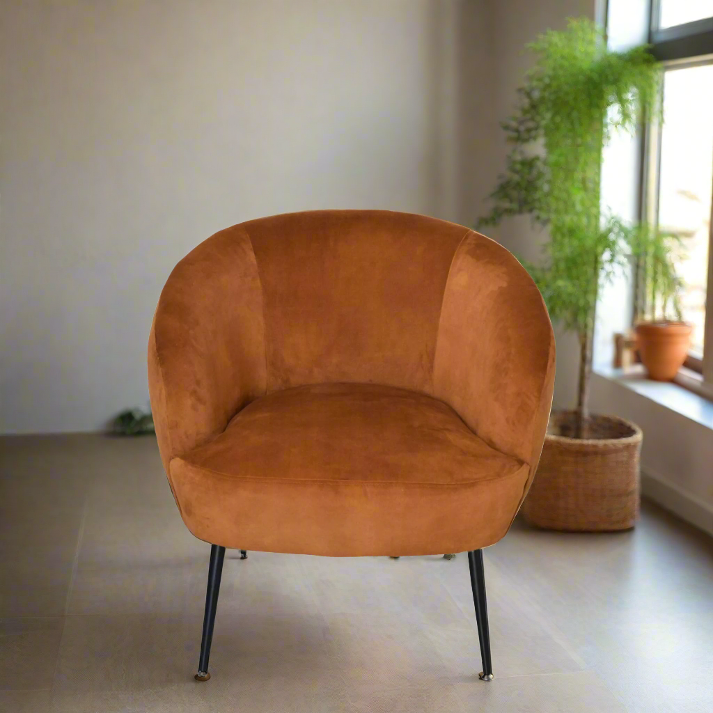 Glam Club Chair - Rust