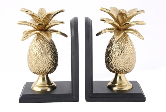 Aluminum Brass Pine Apple Bookends