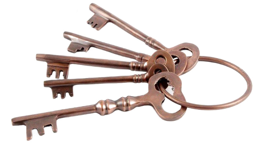 Aluminium Copper Antique Keys Set