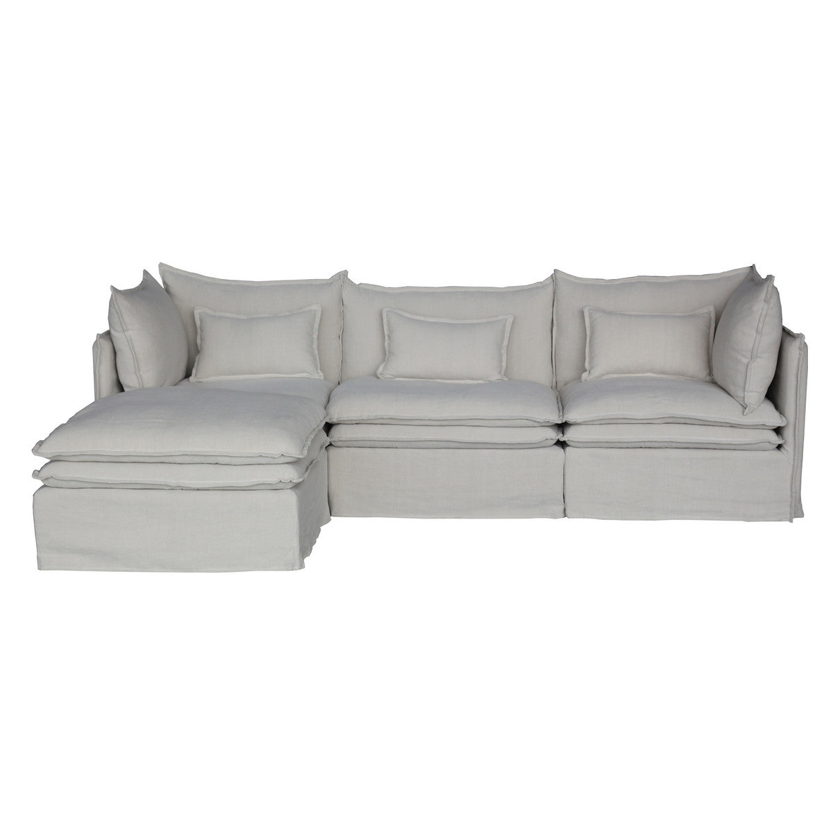 Malta Double Cushion Sectional Corner Left - Salt & Pepper