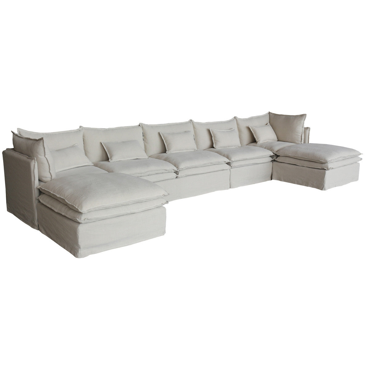 Malta Double Cushion Sectional Ottoman - Salt & Pepper