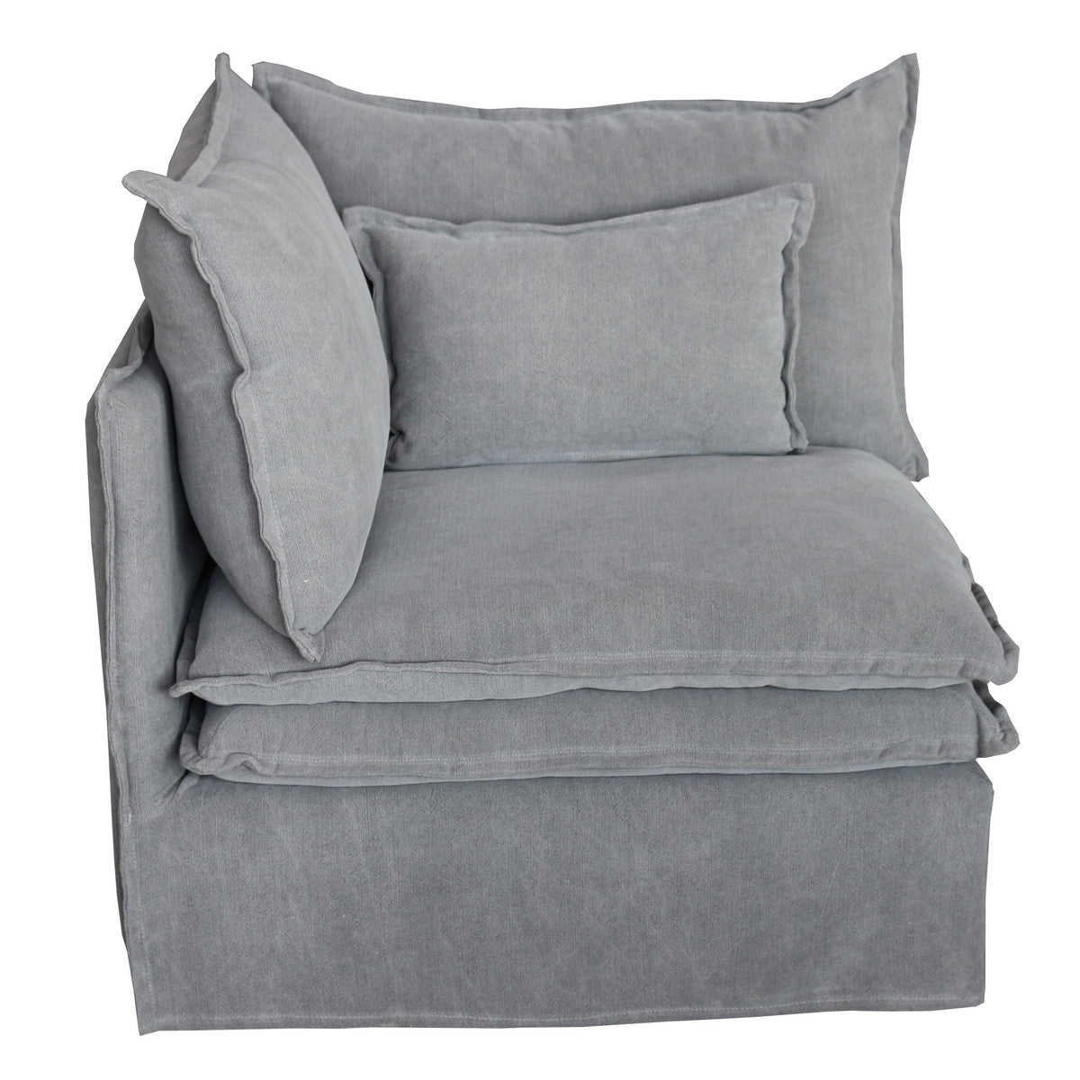 Malta Slipcover Modular Sofa - Crnr+1+Crnr+Ottoman - Grey