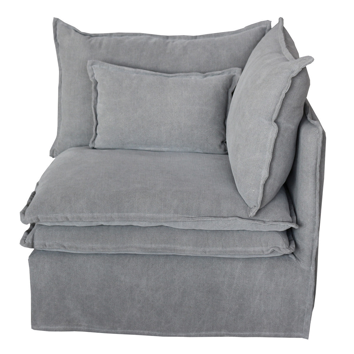 Malta Slipcover Modular Sofa - Crnr+2+1+Crnr+2 Ottomans - Grey