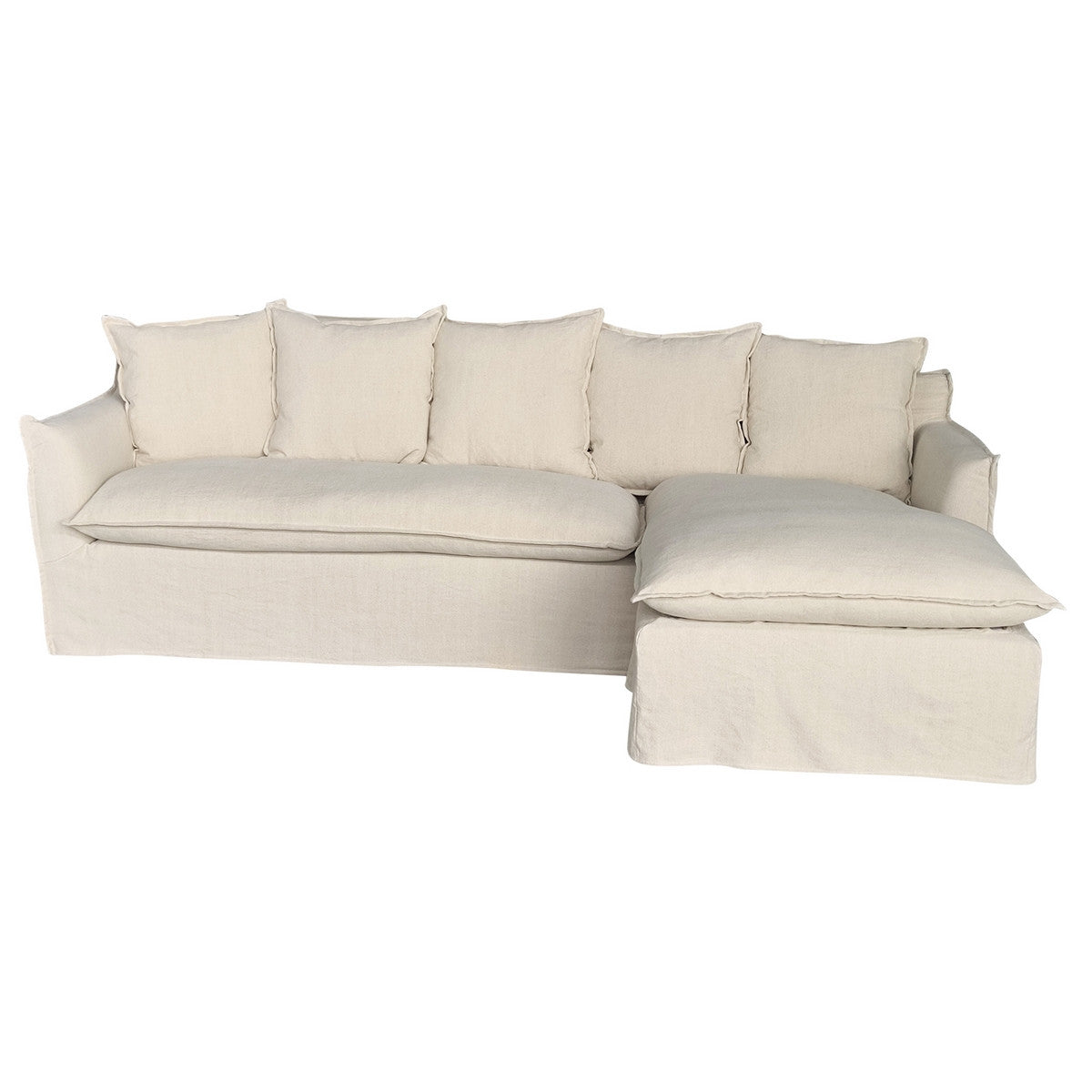 Marsala Slip Cover Sofa with Reversible Chaise  - Salt & Pepper