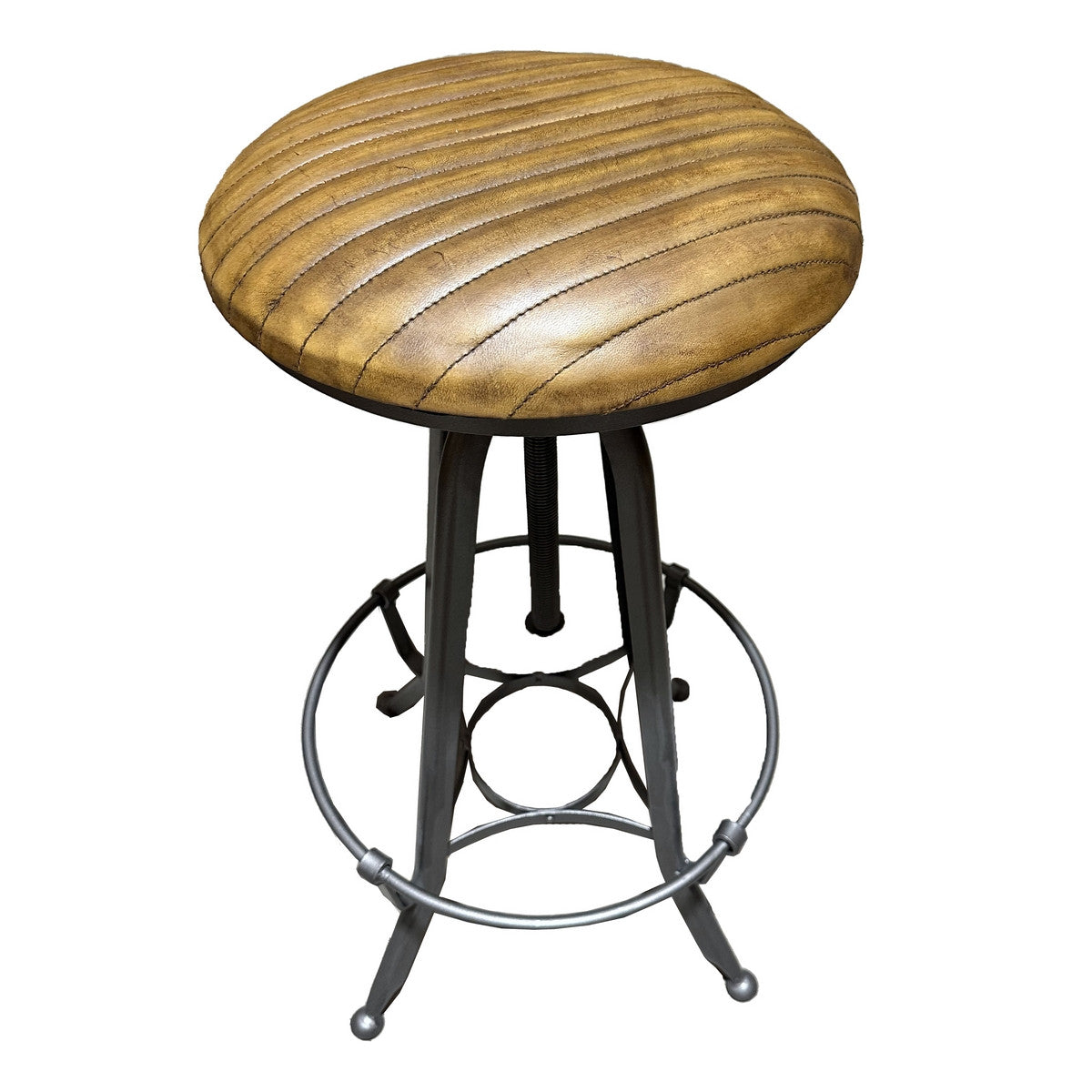 Industrial leather barstool