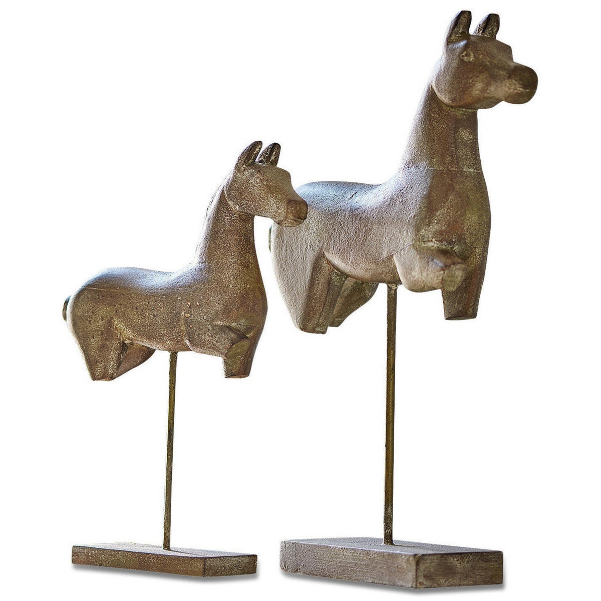 Wooden Horse Statue Set/2