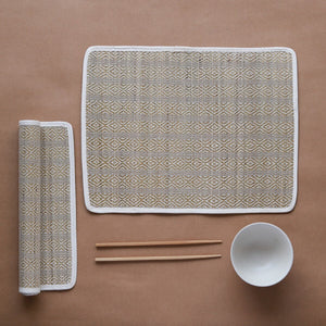 Akiiko - Reed Table Top Set - Placement, Runner, Coaster-Herring Weave