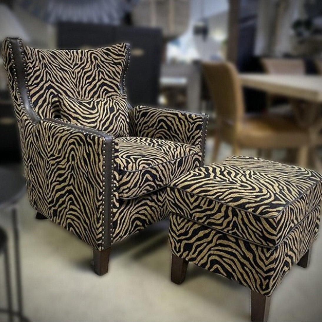 Instinct Occasional Chair with Ottoman - Zebra Print