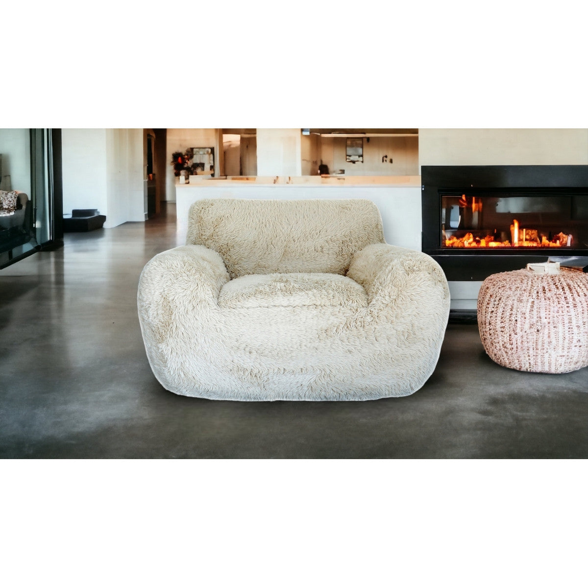 St Moritz Faux Fur Armchair - Beige