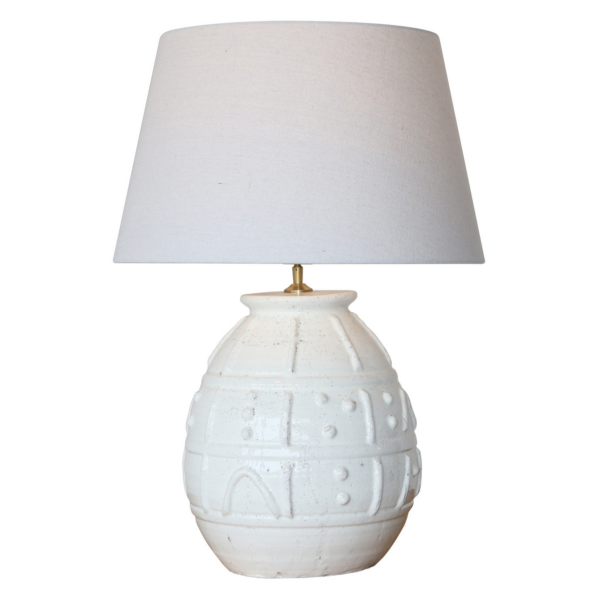 White Terracotta Table Lamp with White Linen Shade