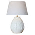 White Terracotta Table Lamp with White Linen Shade