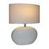 White Terracotta Table Lamp with Natural Linen Shade