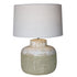 Vintage Cream Ceramic Lamp W/ White Shade