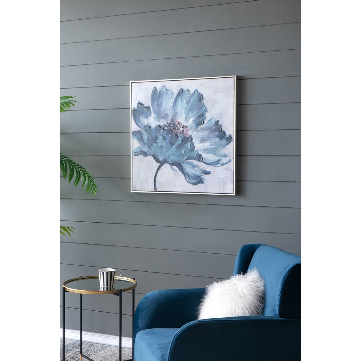 Blue Floral Hand Painted Wall Art