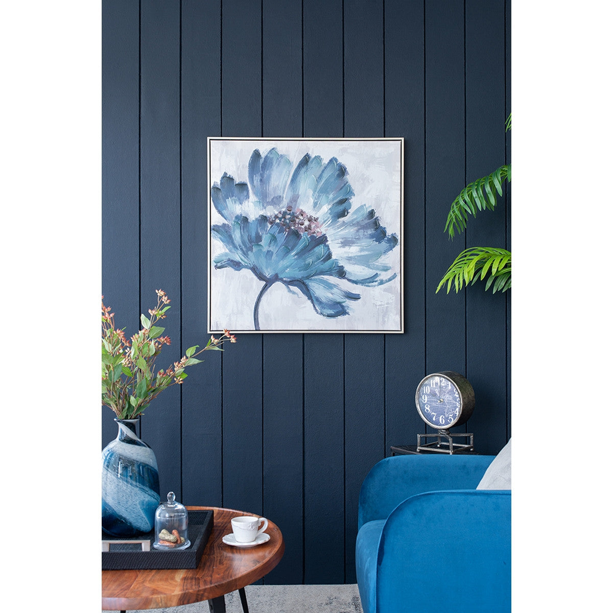 Blue Floral Hand Painted Wall Art