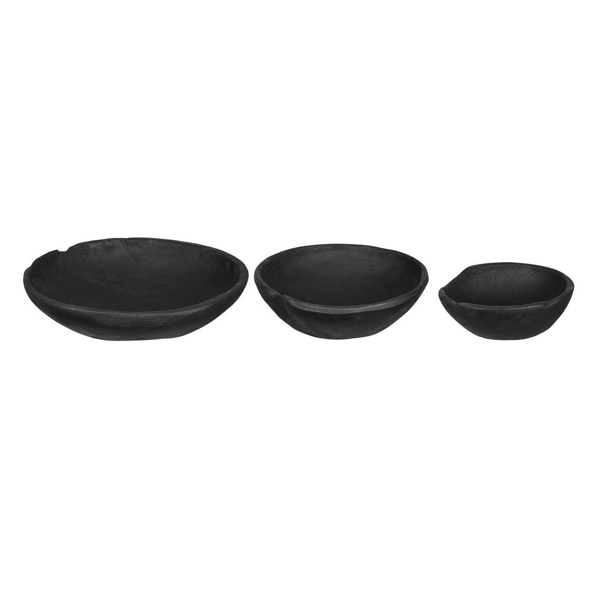 Black Teak Bowls - Set of 3