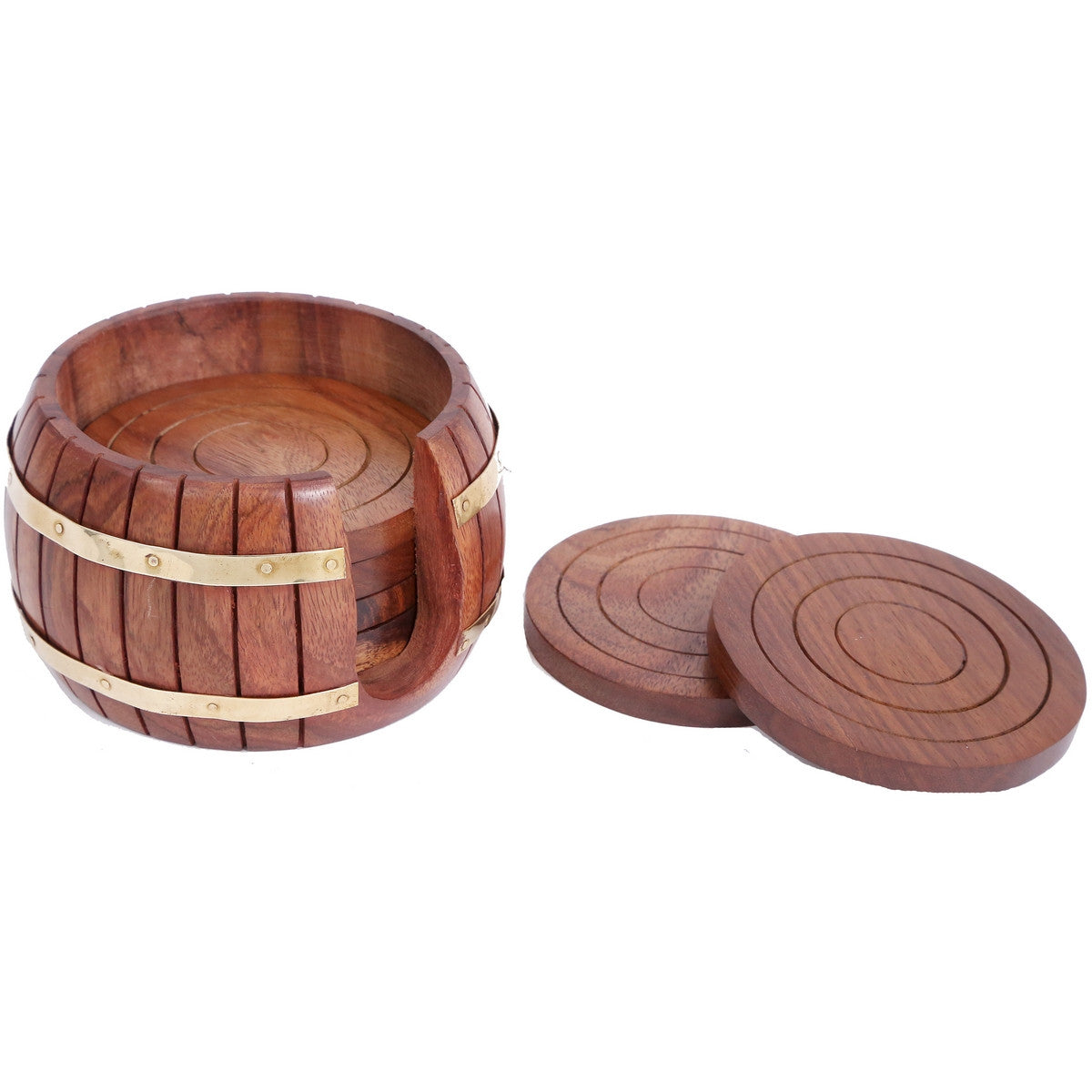 Wooden Round Coaster Set