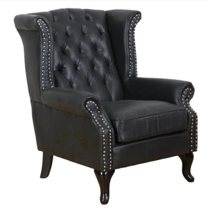 Clinton Large Wingback Chair - Black