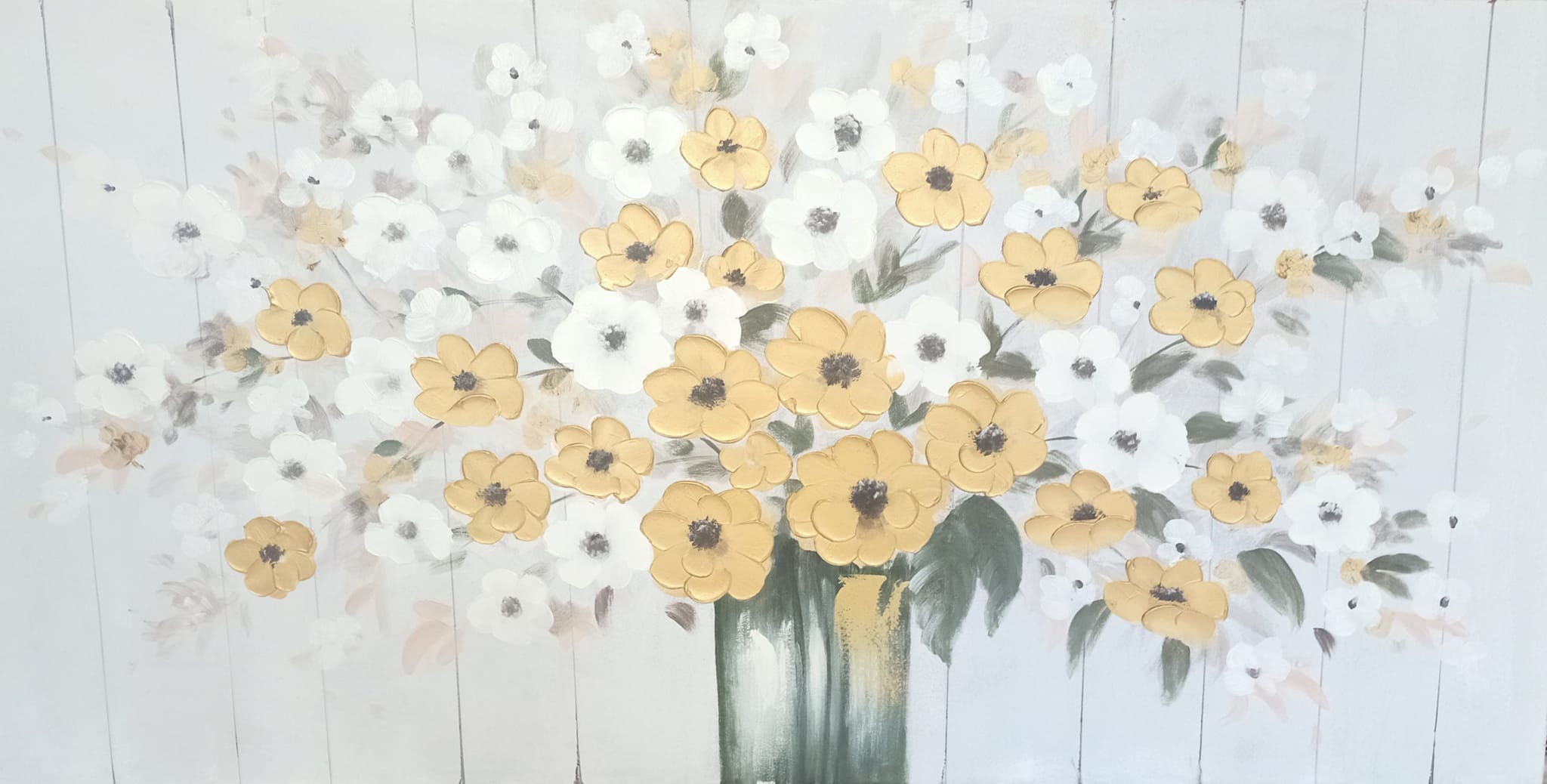 Hand Painted Flower Painting on Stretched Canvas