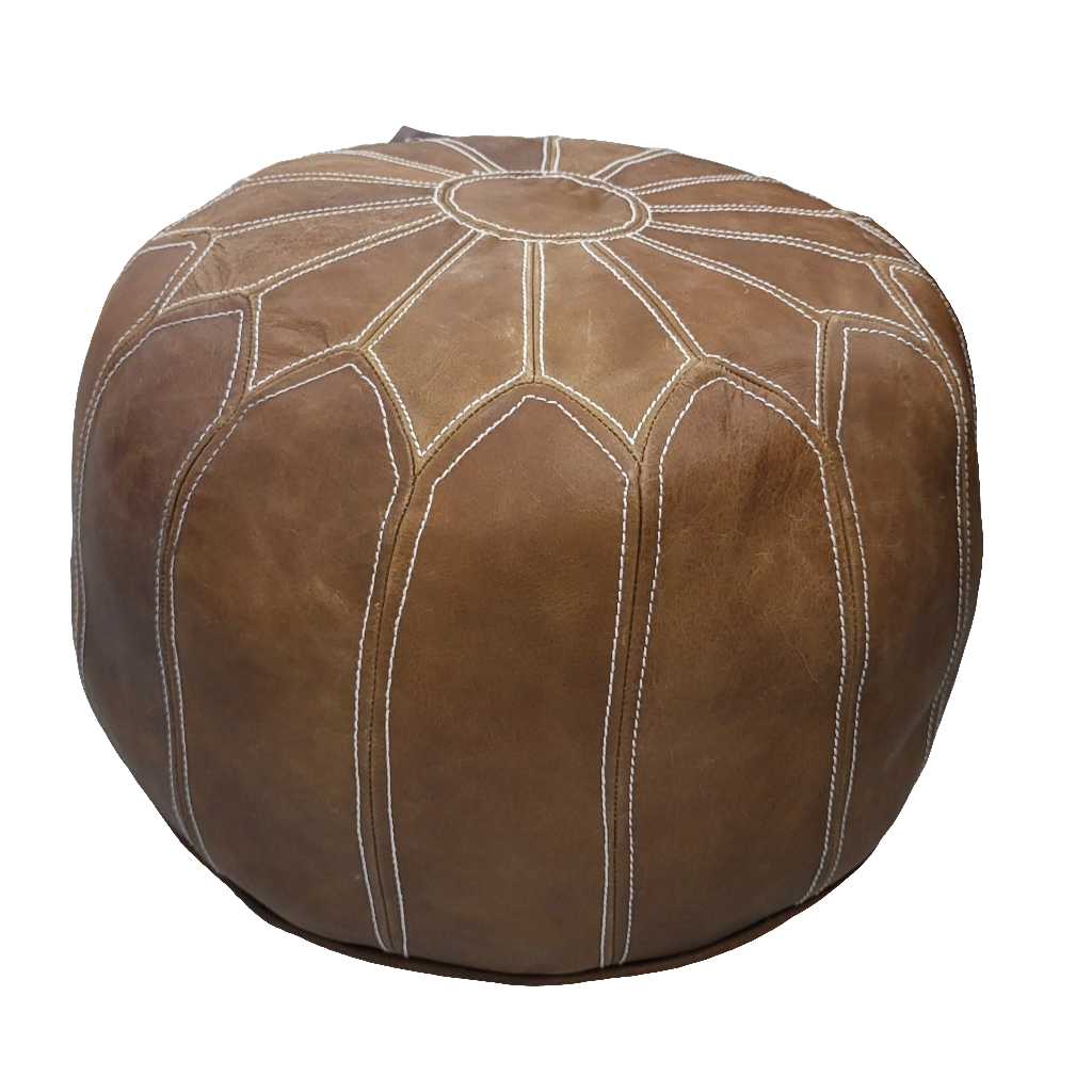 Moroccan Leather Pouf | Ottoman