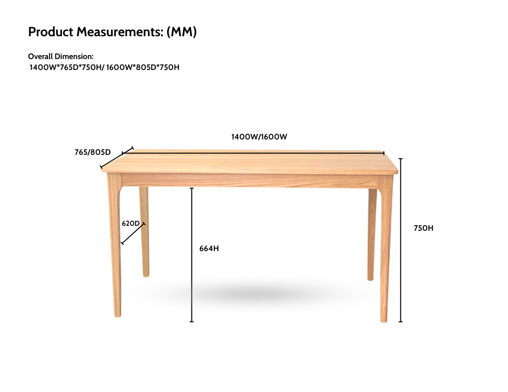 Genji 1.4 Meter Oak Dining Table -  Natural