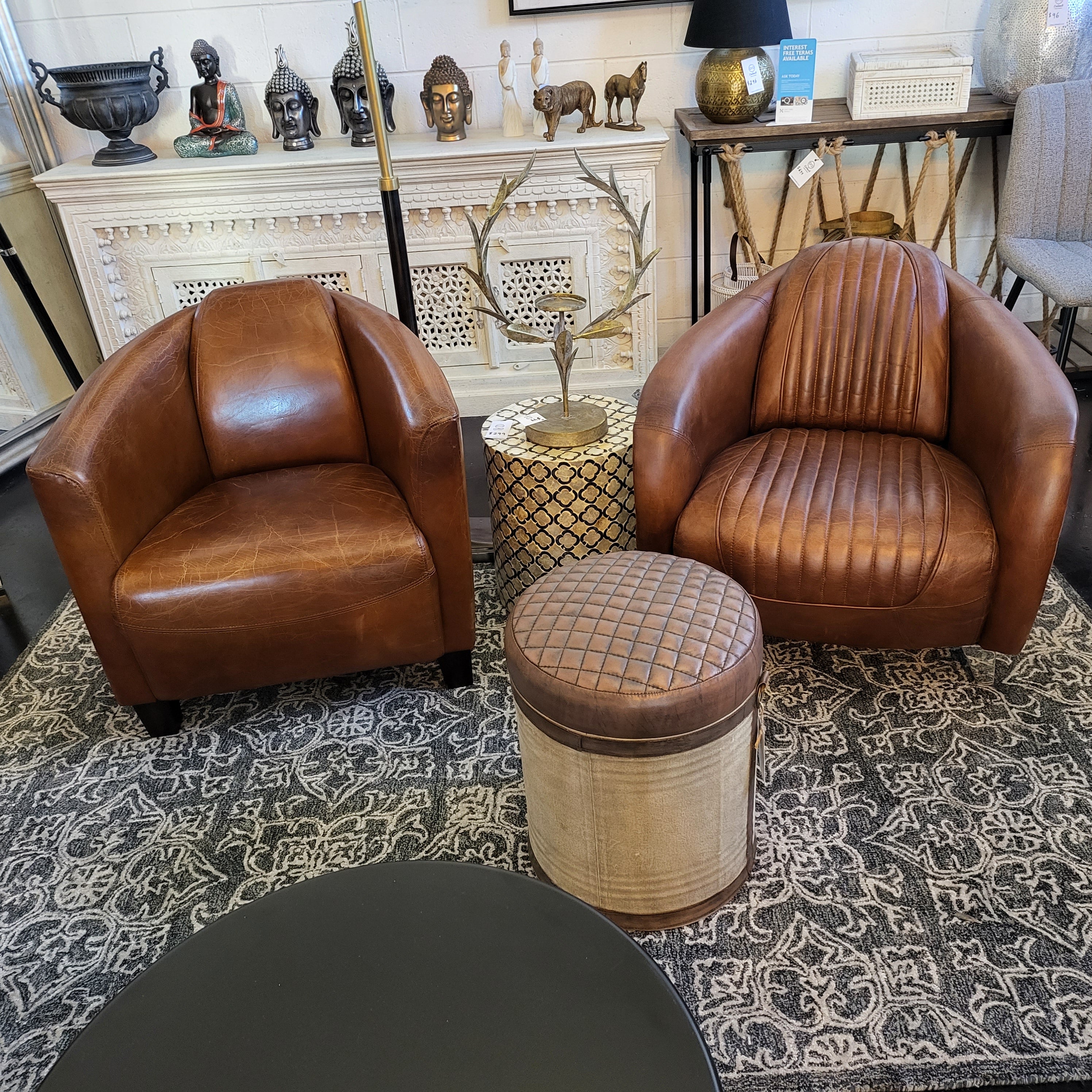 Mustang Aged Leather Armchair - Vintage Cigar