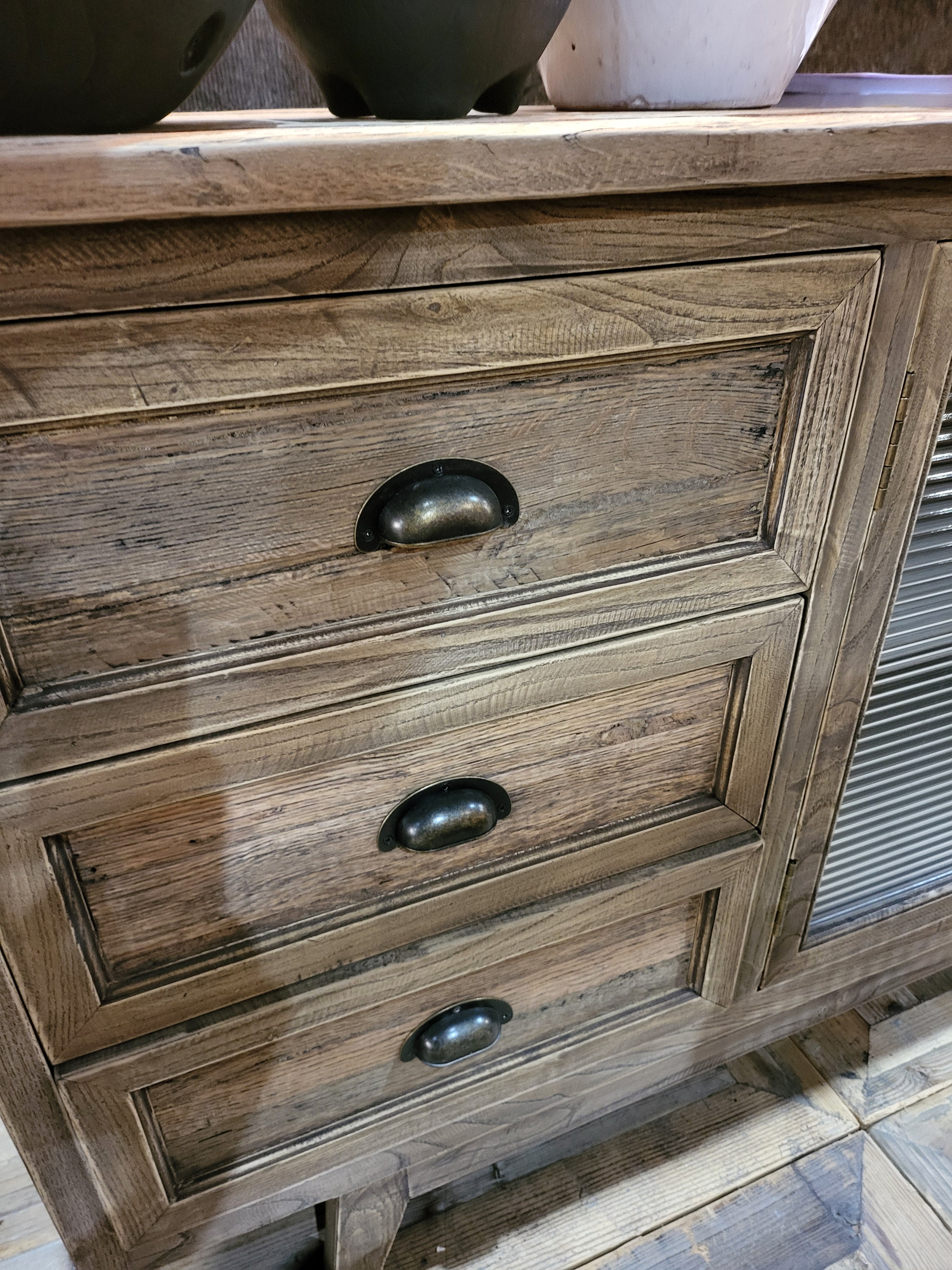 Reclaimed Oak Sideboard with Glass Doors