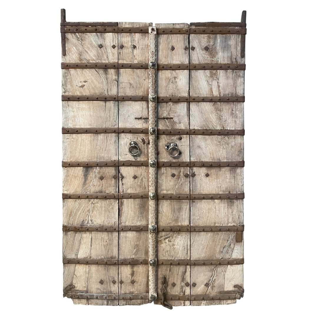 Indian Vintage Wooden Door with Iron Detailing