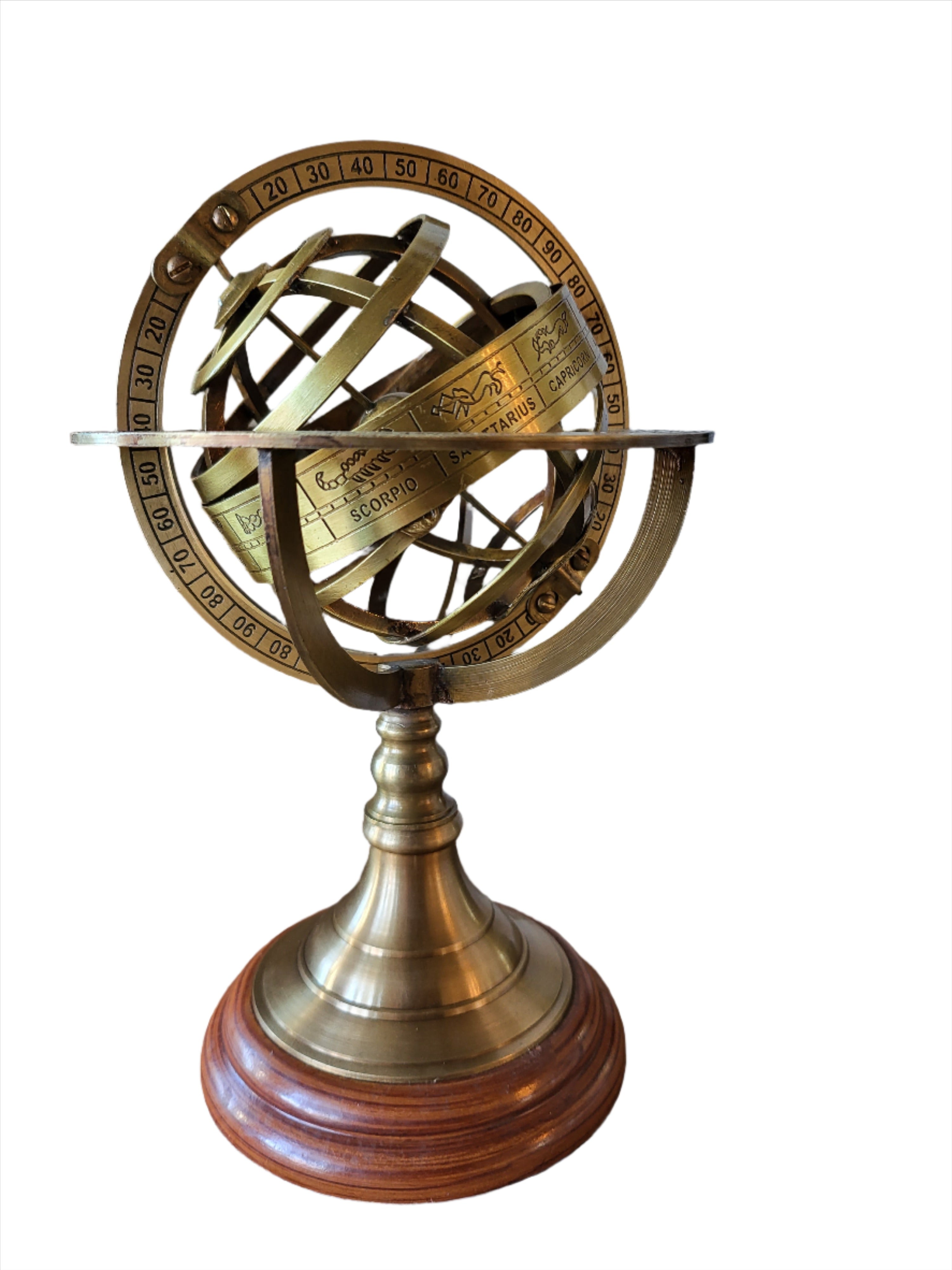 Brass Armillary Globe with Engravings