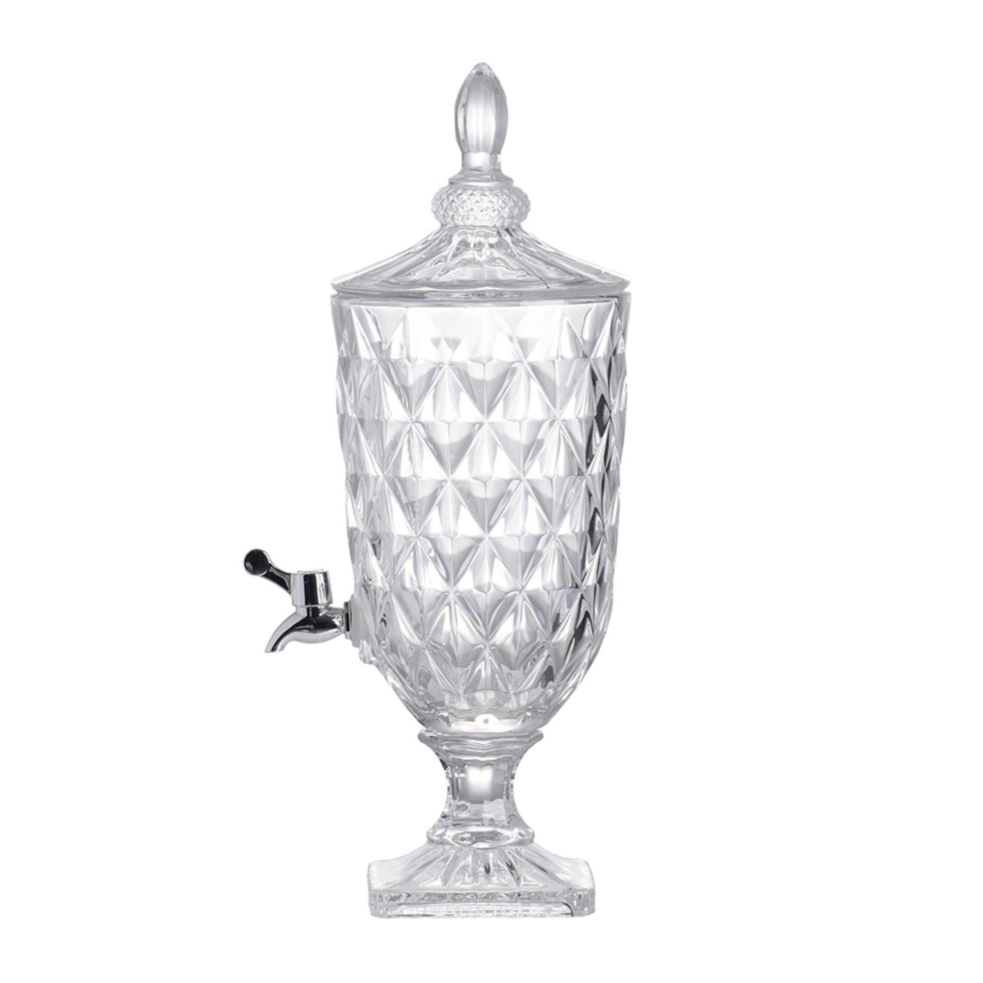 Glass Drink Dispenser - Diamond Pattern