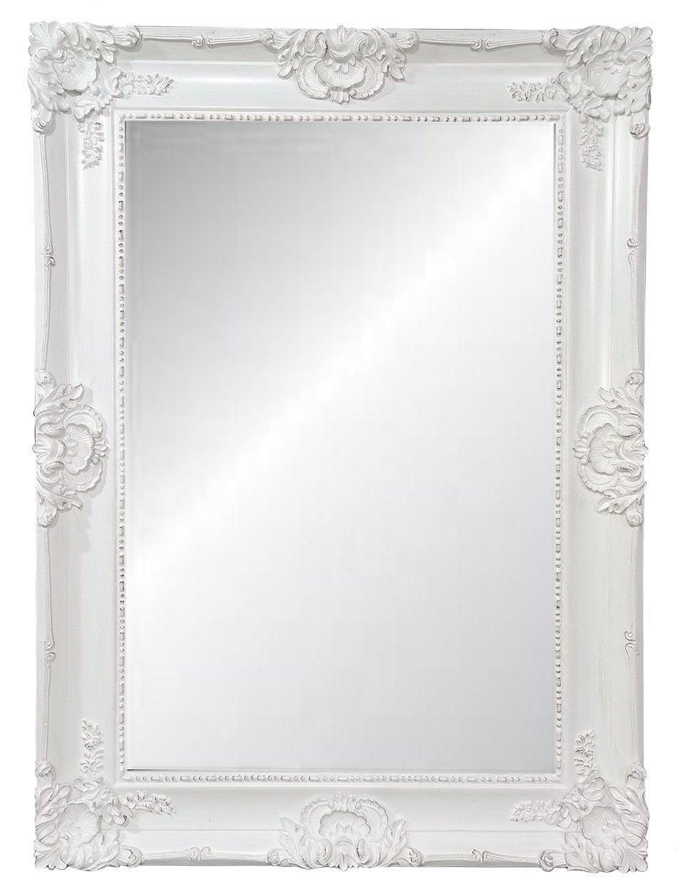 White Ornate Bevelled Mirror