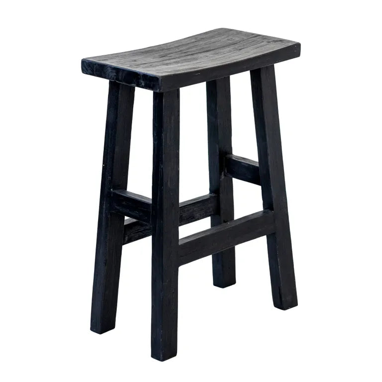 Reclaimed Teak Bar & Kitchen Counter Stool - Black