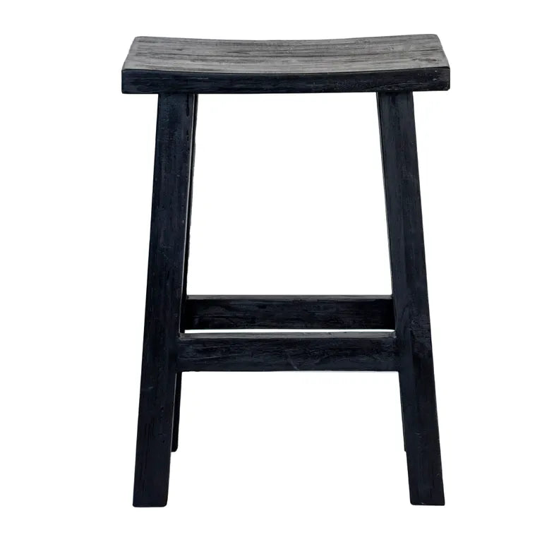 Reclaimed Teak Bar & Kitchen Counter Stool - Black