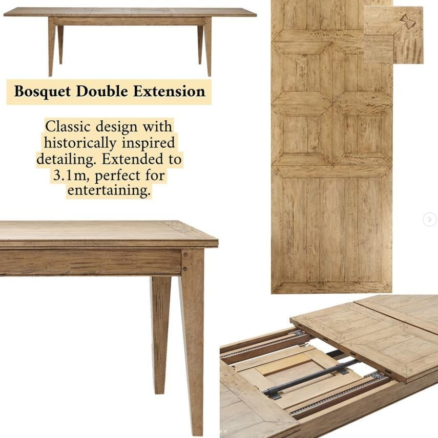 Bosquet Double Extension Dining Table - Rustic Light