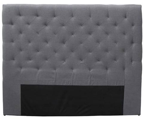 Cherry Chesterfield Headboard Queen - Grey Linen