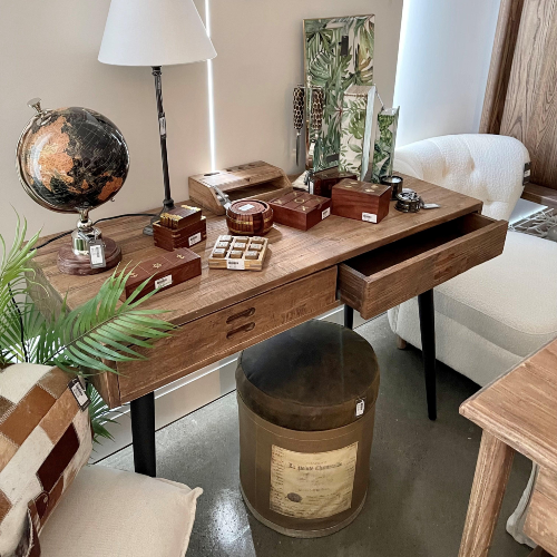 Desk | Console Table - Old Elm/Iron Legs