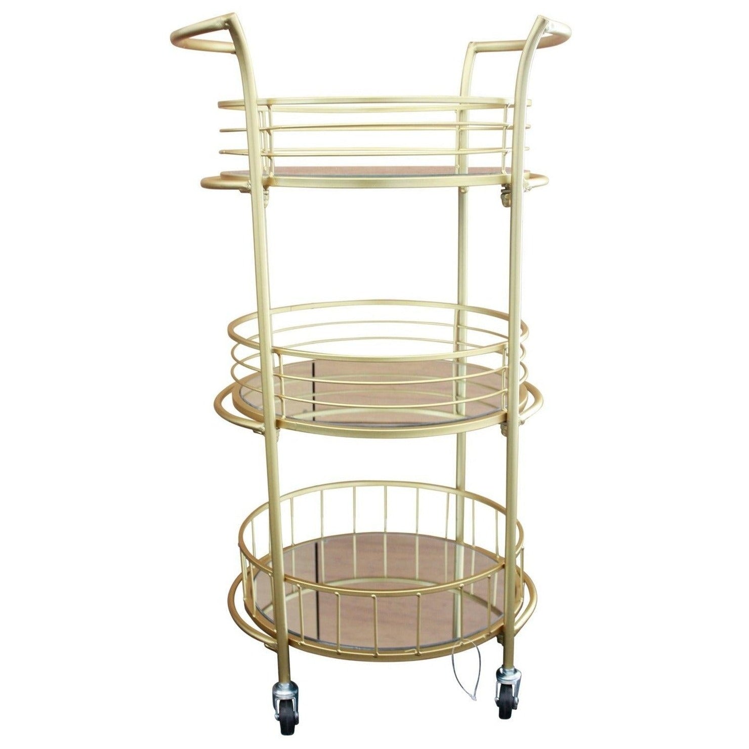 3 Tier Round Drinks Trolley With 2 Handles