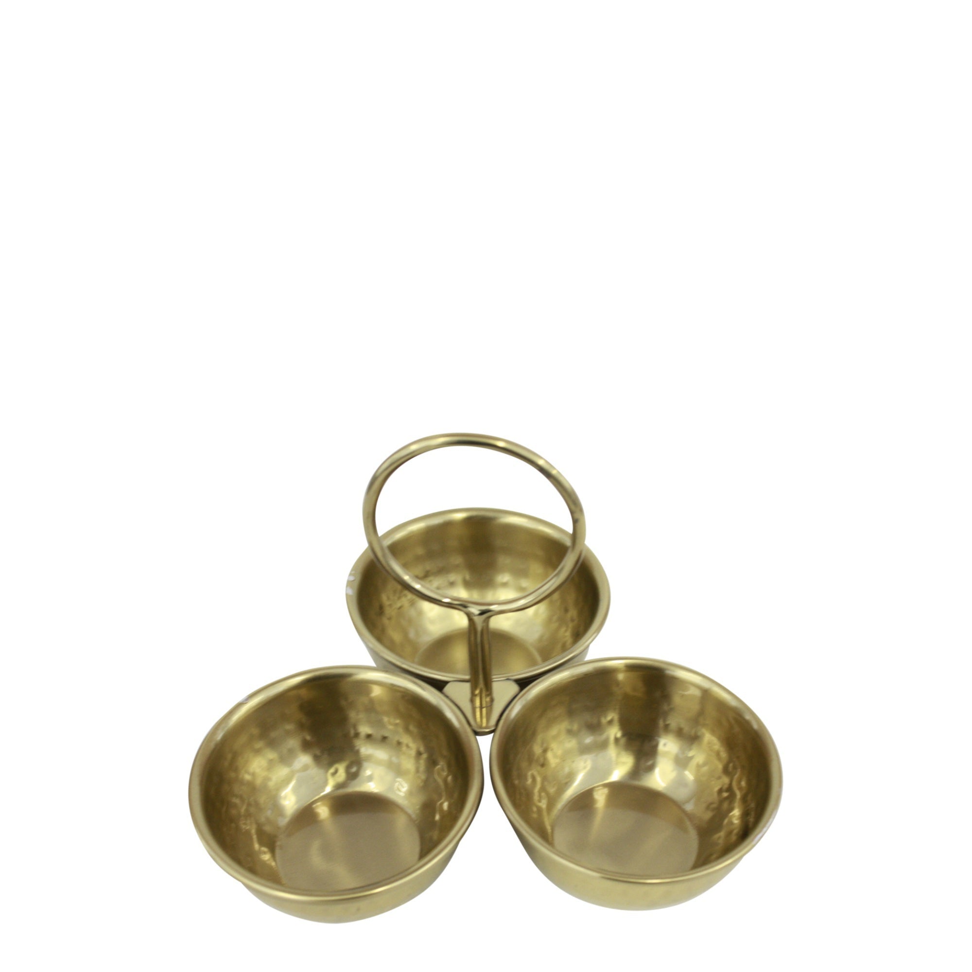 Hammered Design Triple Condiment Set Gold