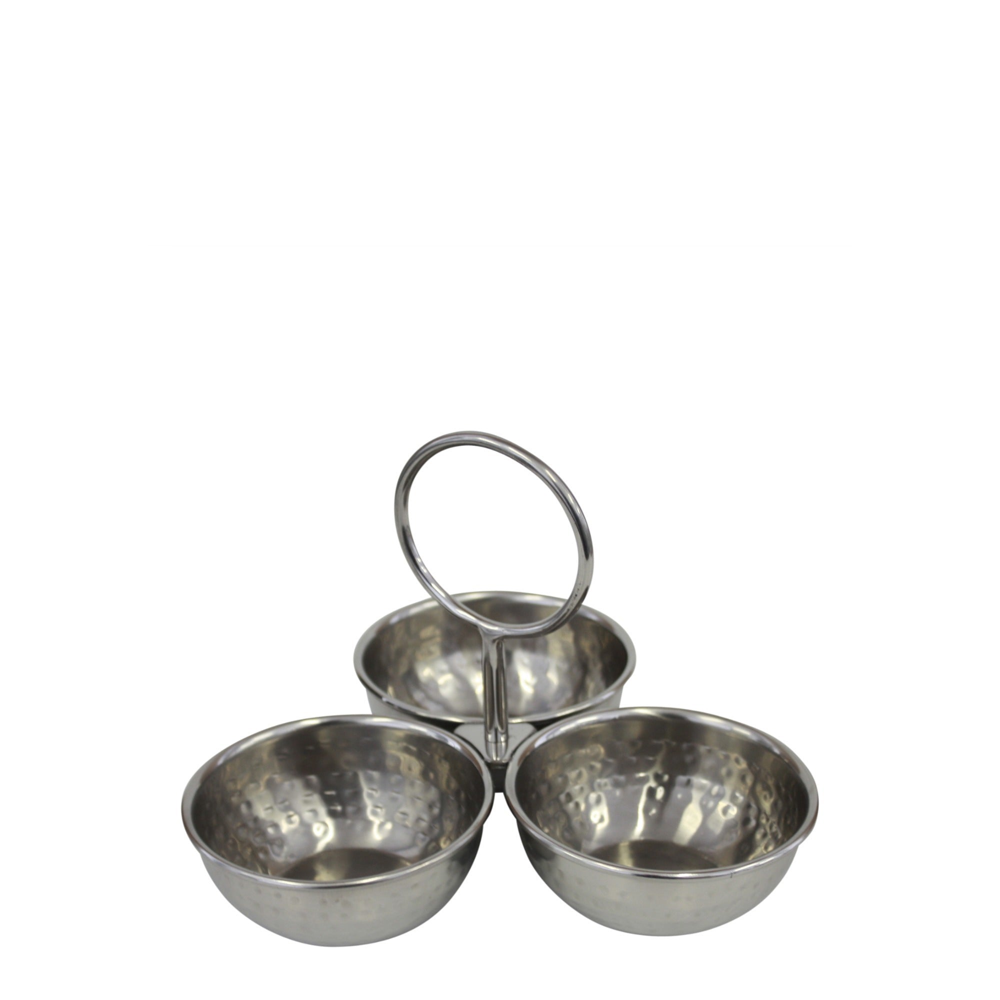 Hammered Design Triple Condiment Set Silver