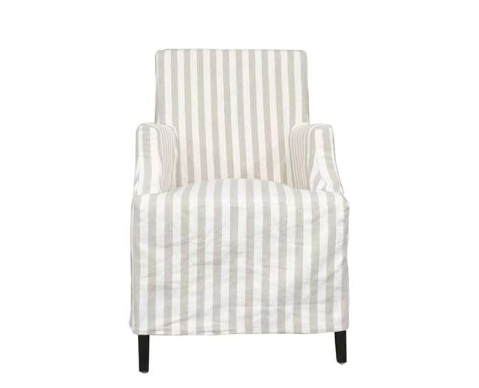 Linen Slip Cover Dining Chair with Arms