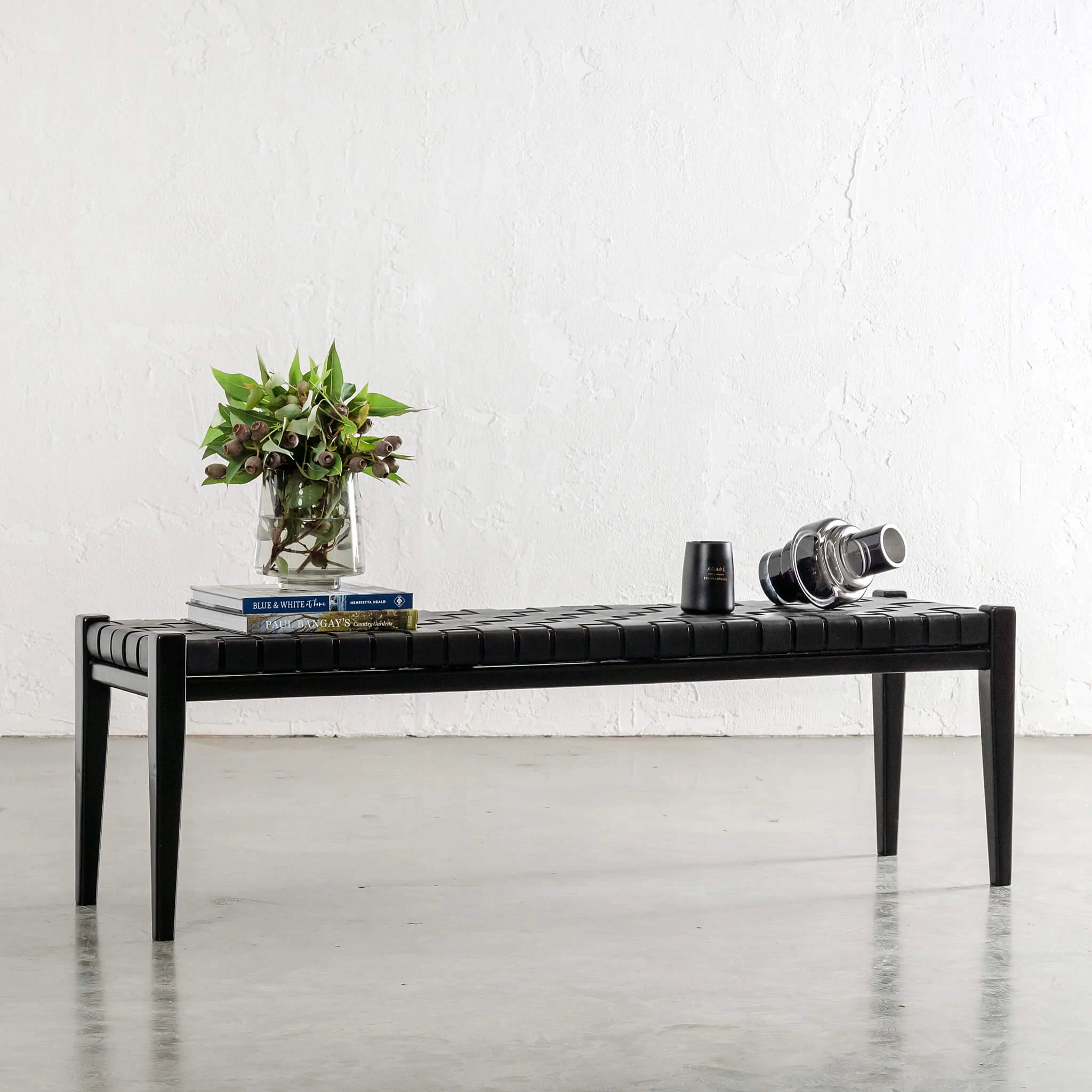 Rupert Bench Black Leather