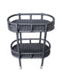 Oval Rattan 2 Tier Bar Cart Black