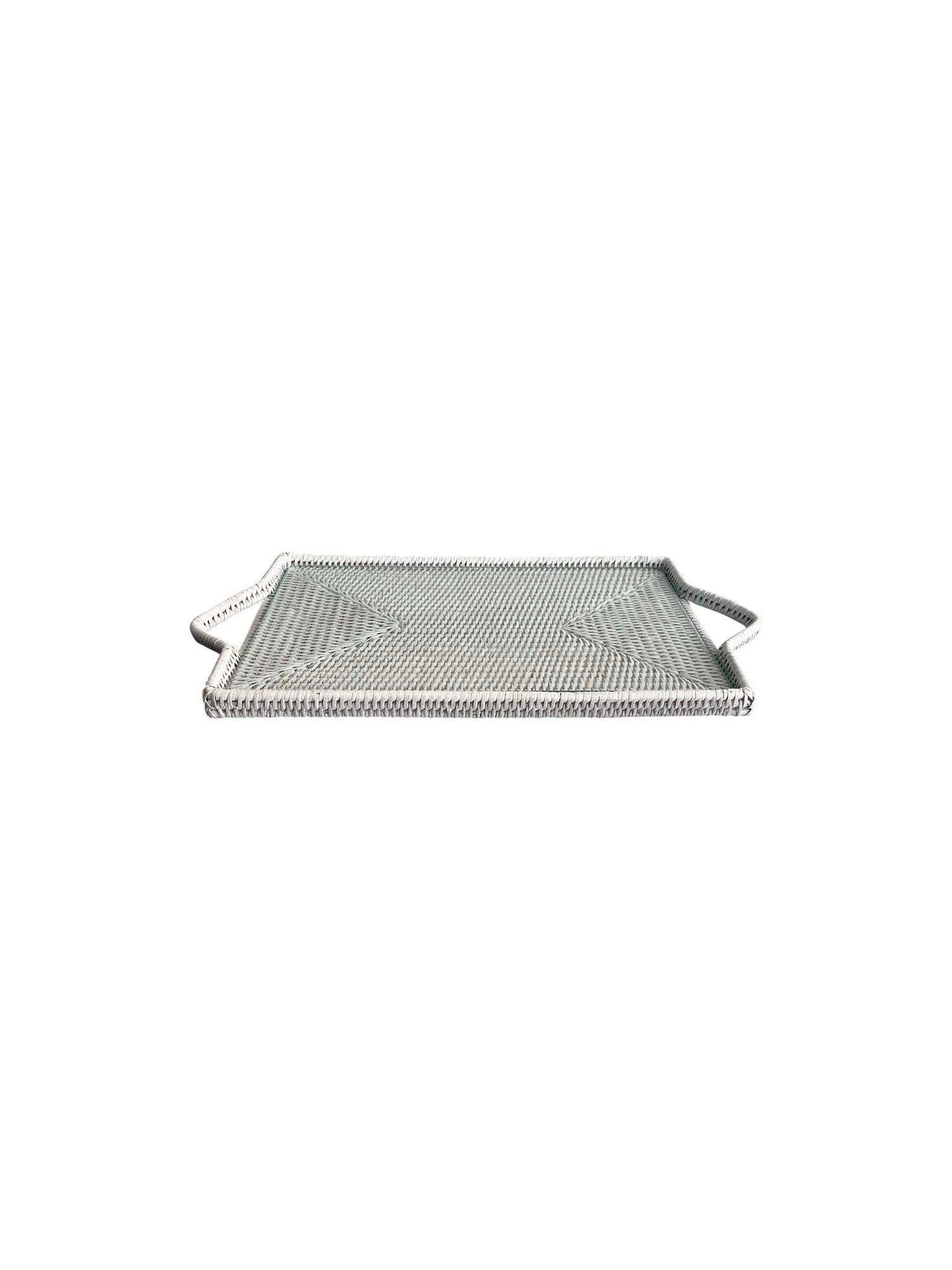 White Rectangular Cheese Tray With Glass Insert