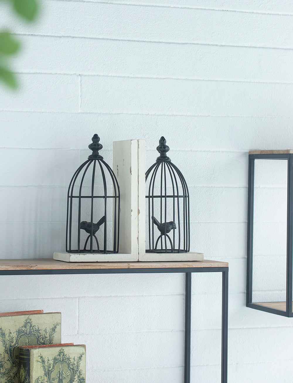 Bird in Cage Bookends - Pair