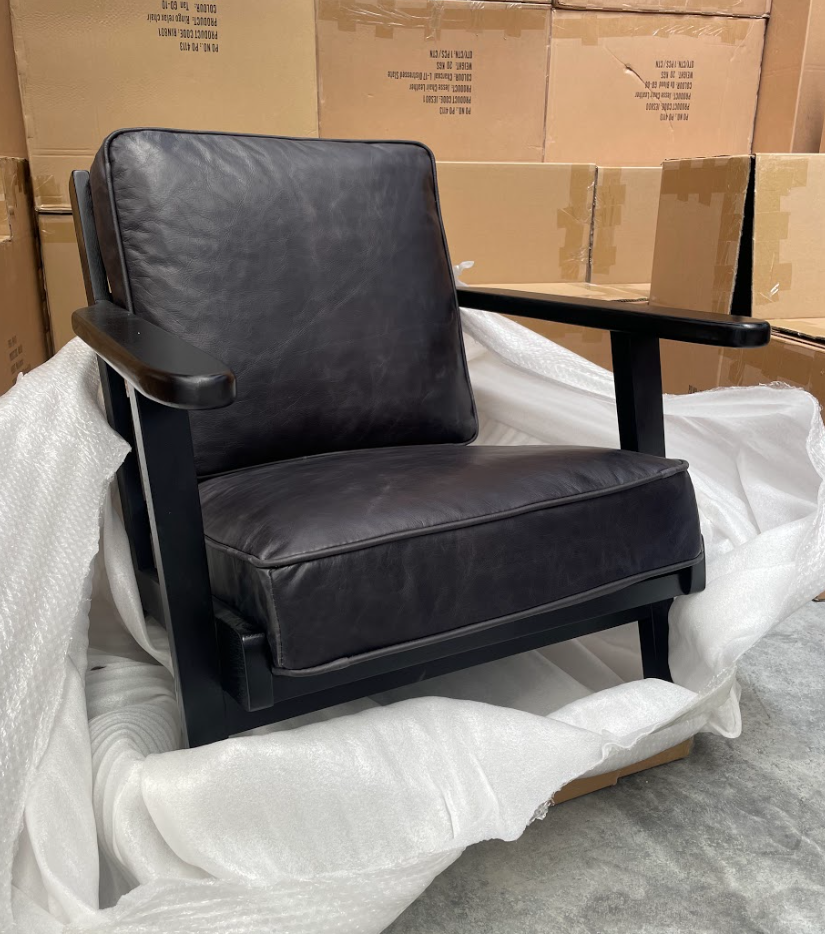 Molly Leather Armchair - Charcoal